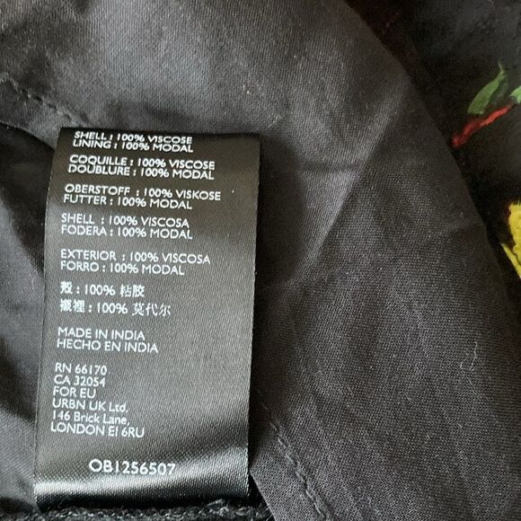 NWT URBAN OUTFITTERS M Black Lagenlook Floral Smocked Long Sleeve Mini Dress - Picture 8 of 11